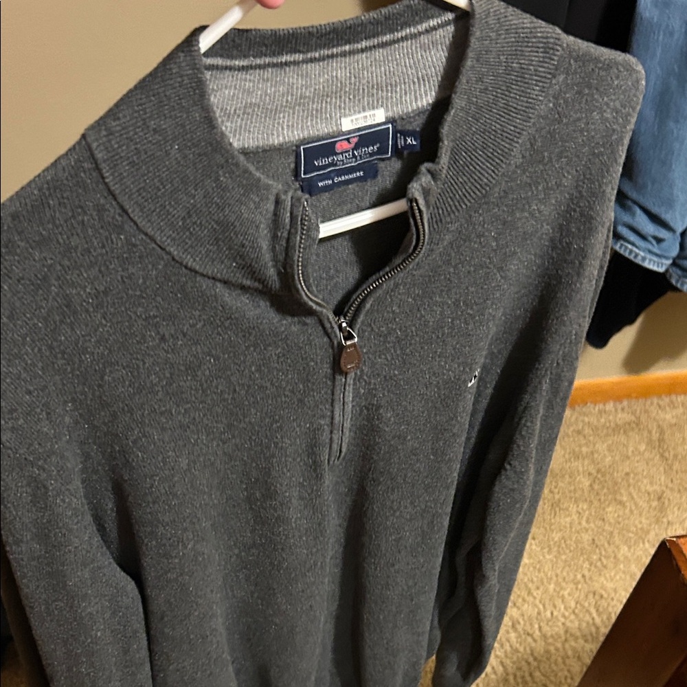 Vineyard Vines Men's Charcoal Zip-Up Sweater